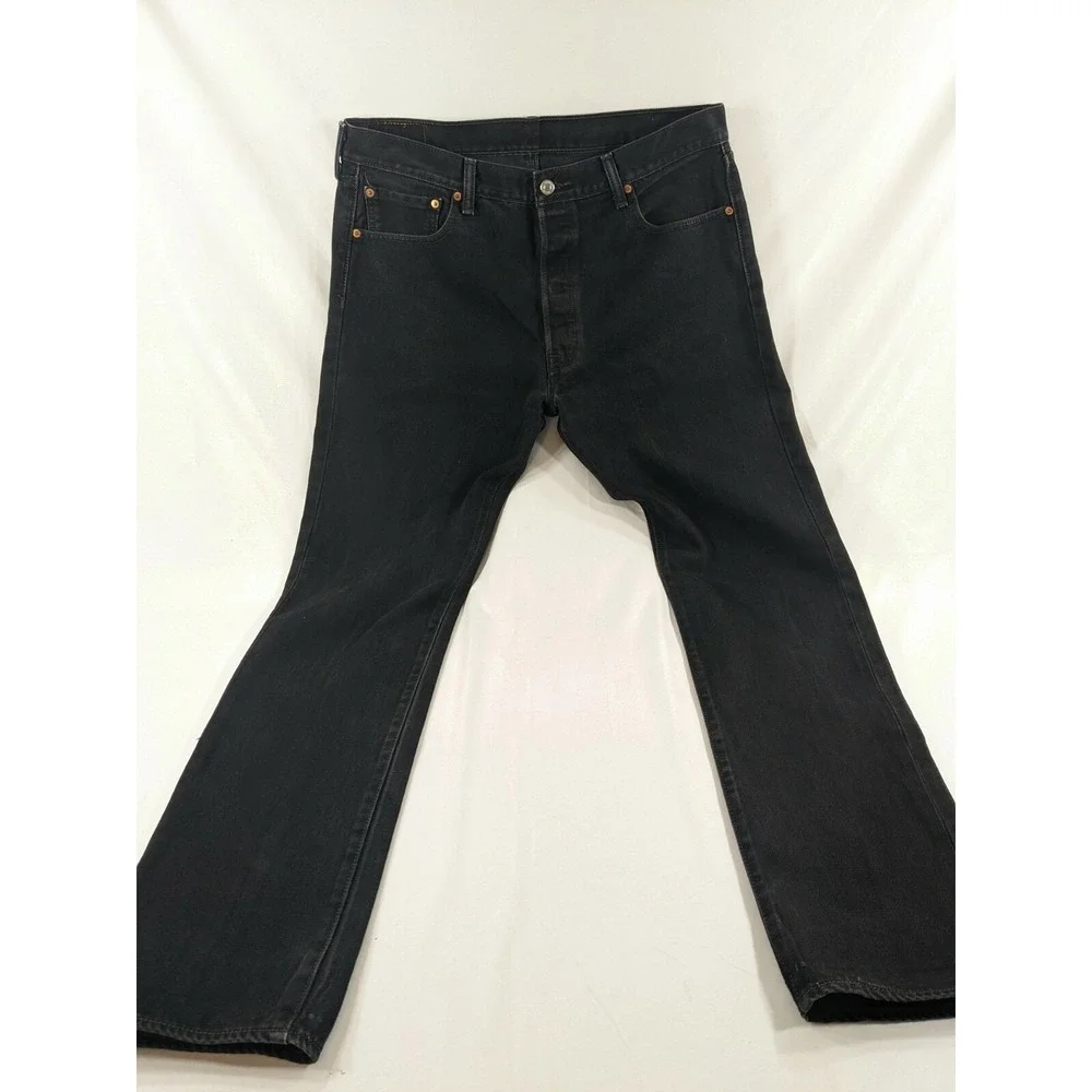 Levi's‎ 501 XX Button-Fly Straight Leg Black Denim Jeans 36x34 True to Size